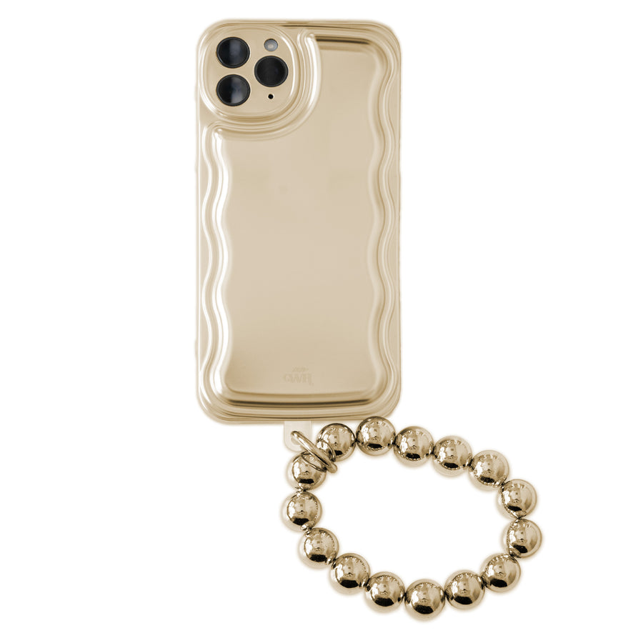 xoxo Wildhearts - Wavy case Gold met Goldy beads (easy cord) - iPhone 11 Pro Max