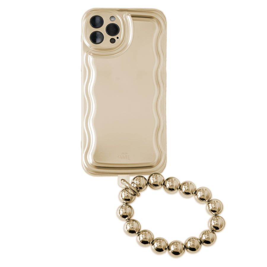 Wavy Case Gold with Goldy Beads (Easy Cord) - iPhone 12 Pro