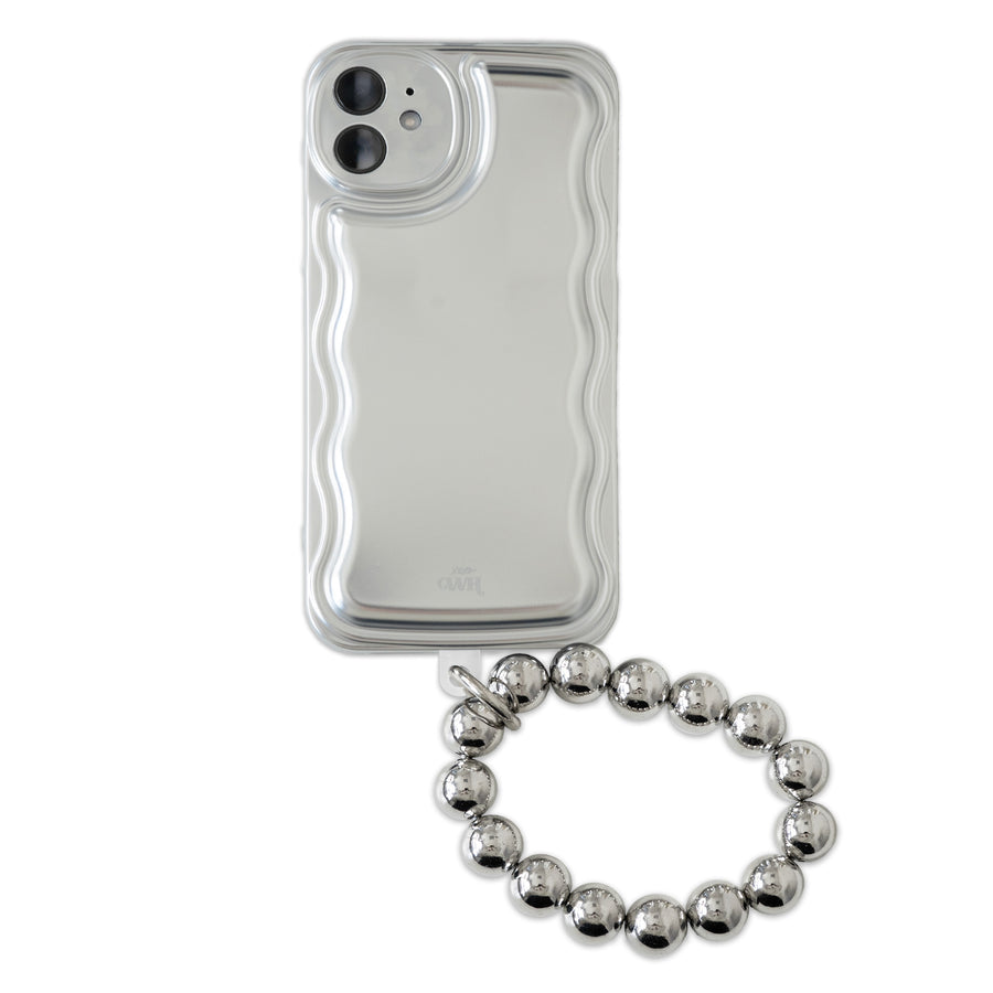 Wavy case Silver met Silvery beads (easy cord) - iPhone 11
