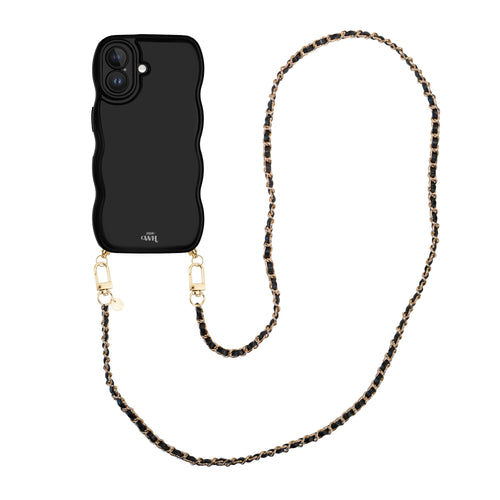 xoxo Wildhearts Glossy Wavy Cord Case Black - Classic Chain Black (long) - iPhone 16