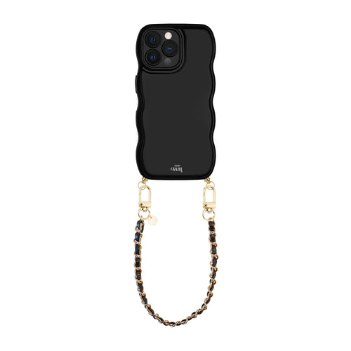 xoxo Wildhearts Glossy Wavy Cord Case Black - Classic Chain Black (short) - iPhone 12 Pro Max
