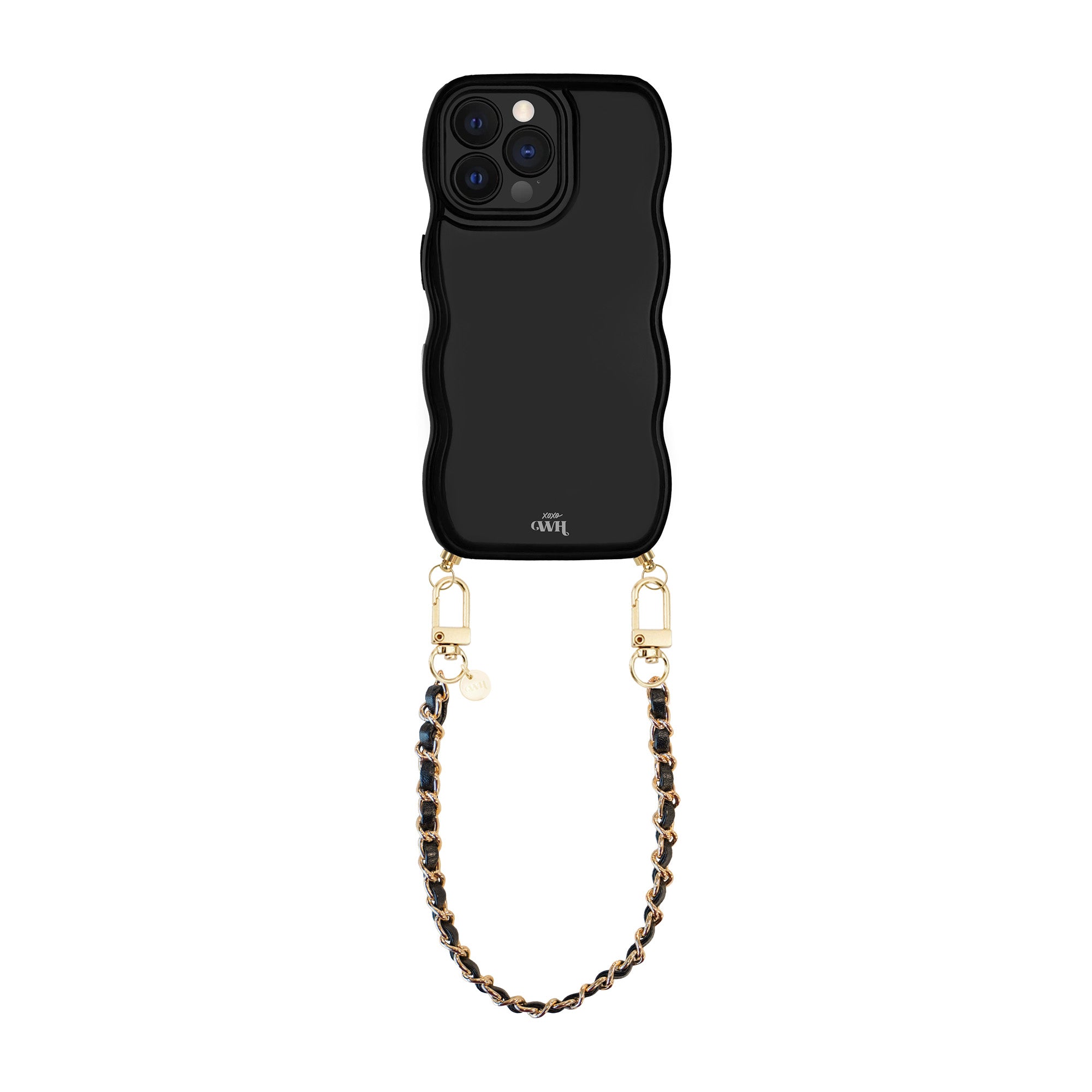 xoxo Wildhearts Glossy Wavy Cord Case Black - Classic Chain Black (short) - iPhone 12 Pro Max