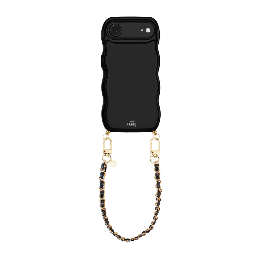 Glossy Wavy Cord Case Black - Classic Chain Black (short) - iPhone 17 Air
