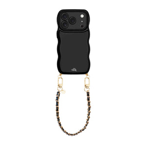 xoxo Wildhearts Glossy Wavy Cord Case Black - Classic Chain Black (short) - iPhone 17 Pro