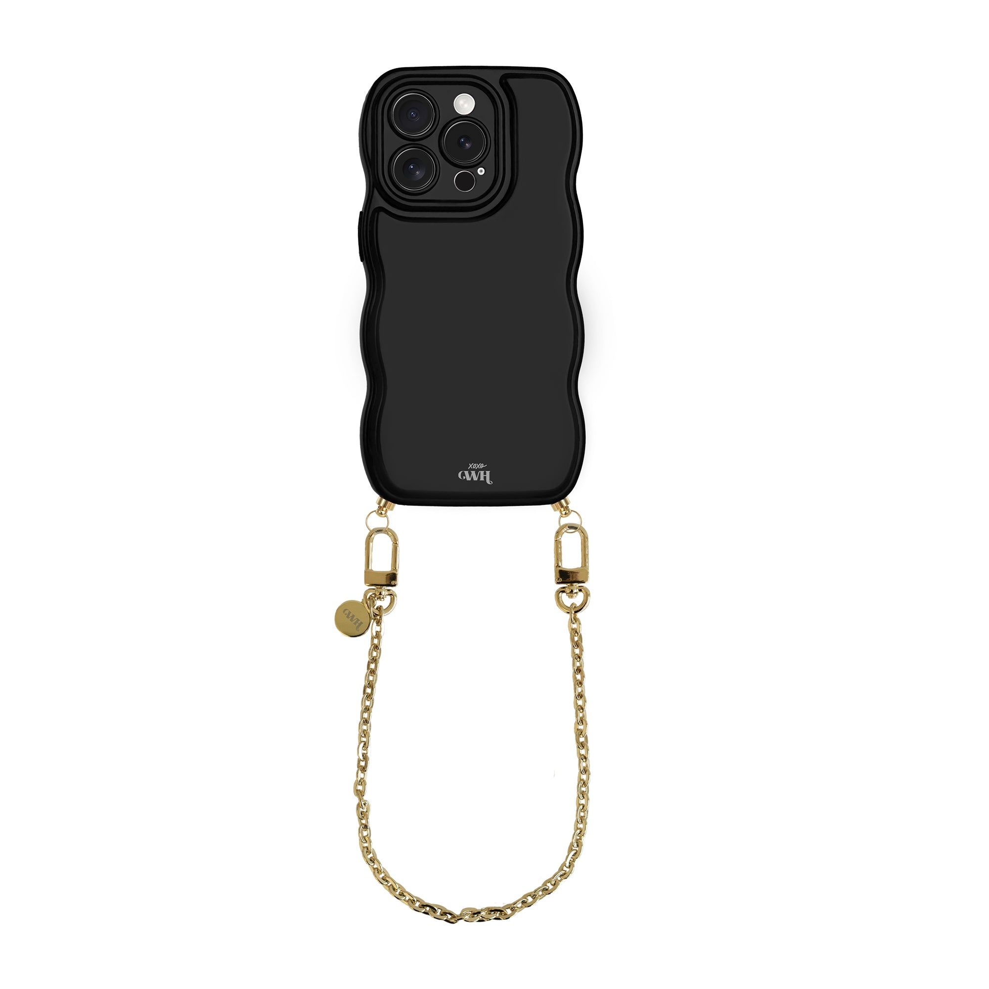 xoxo Wildhearts Glossy Wavy Cord Case Black - Dreamy (short) - iPhone 16 Pro Max