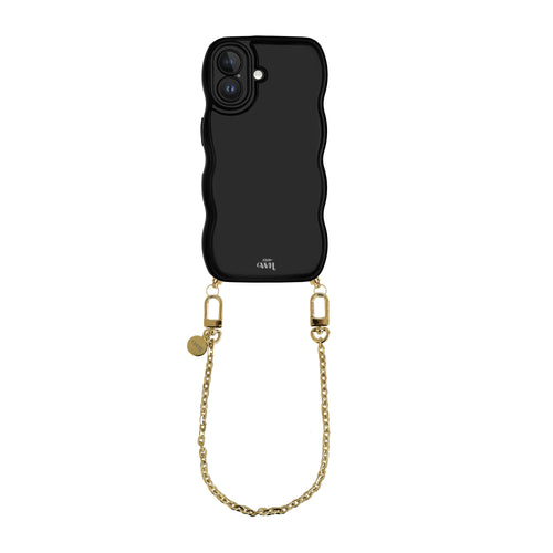 xoxo Wildhearts Glossy Wavy Cord Case Black - Dreamy (short) - iPhone 16 Plus