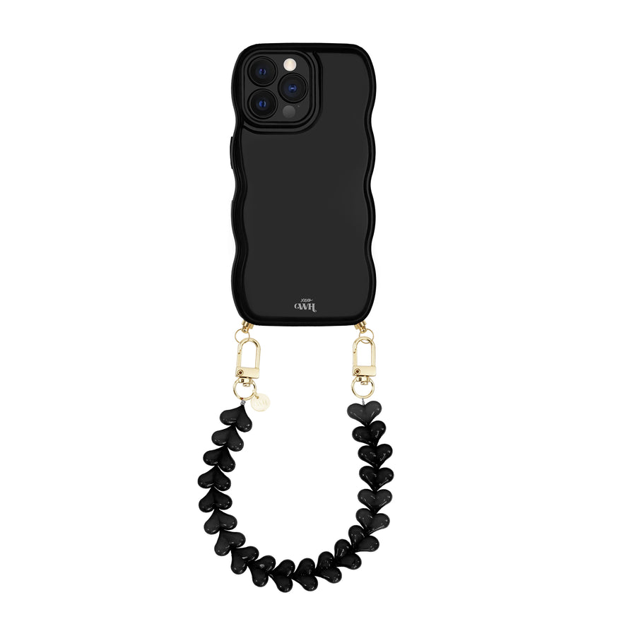xoxo Wildhearts Glossy Wavy Cord Case Black - Funky Hearts (black) - iPhone 12 Pro Max