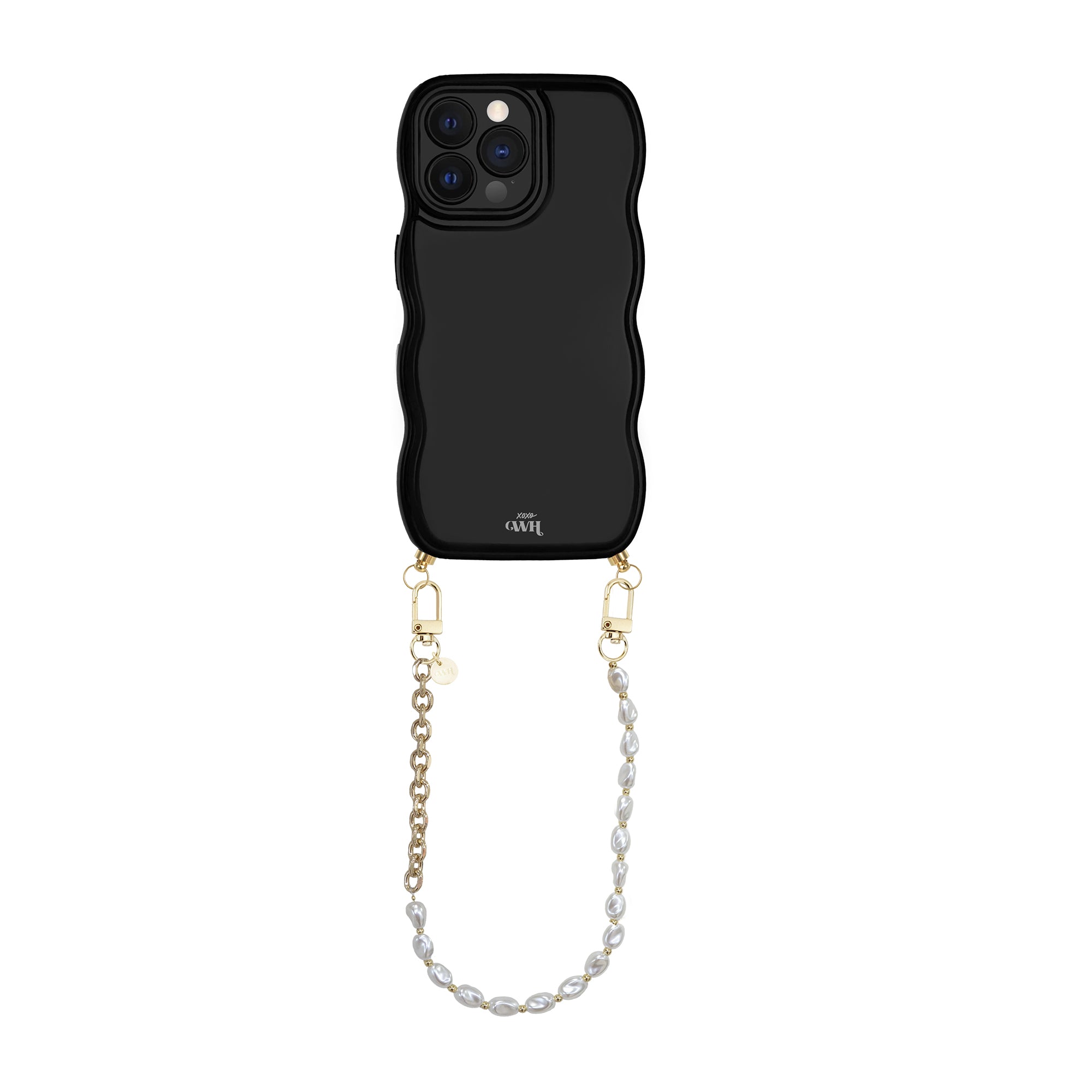 xoxo Wildhearts Glossy Wavy Cord Case Black - Over The Moon (short) - iPhone 12 Pro Max