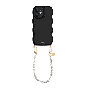 xoxo Wildhearts Glossy Wavy Cord Case Black - Pearlfection (short) - iPhone 12