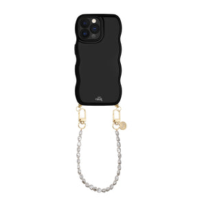 xoxo Wildhearts Glossy Wavy Cord Case Black - Pearlfection (short) - iPhone 12 Pro Max