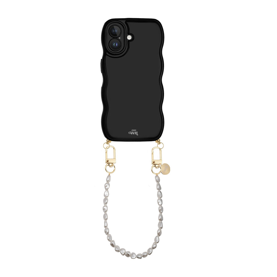 Glossy Wavy Cord Case Black - Pearlfection (short) - iPhone 17