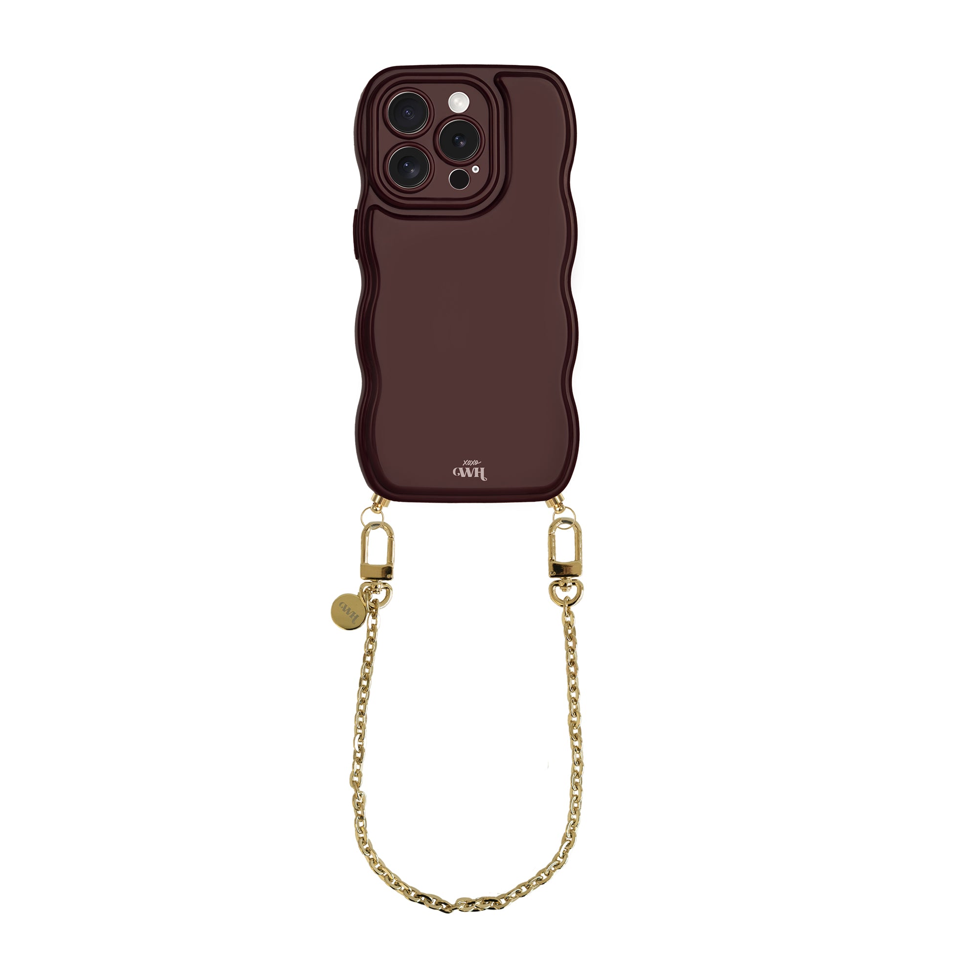 xoxo Wildhearts Glossy Wavy Cord Case Burgundy - Dreamy (short) - iPhone 16 Pro Max