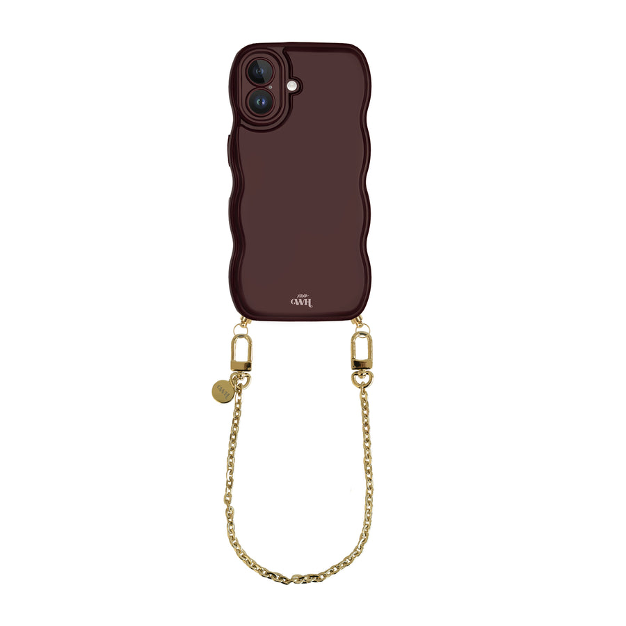 xoxo Wildhearts Glossy Wavy Cord Case Burgundy - Dreamy (short) - iPhone 16 Plus