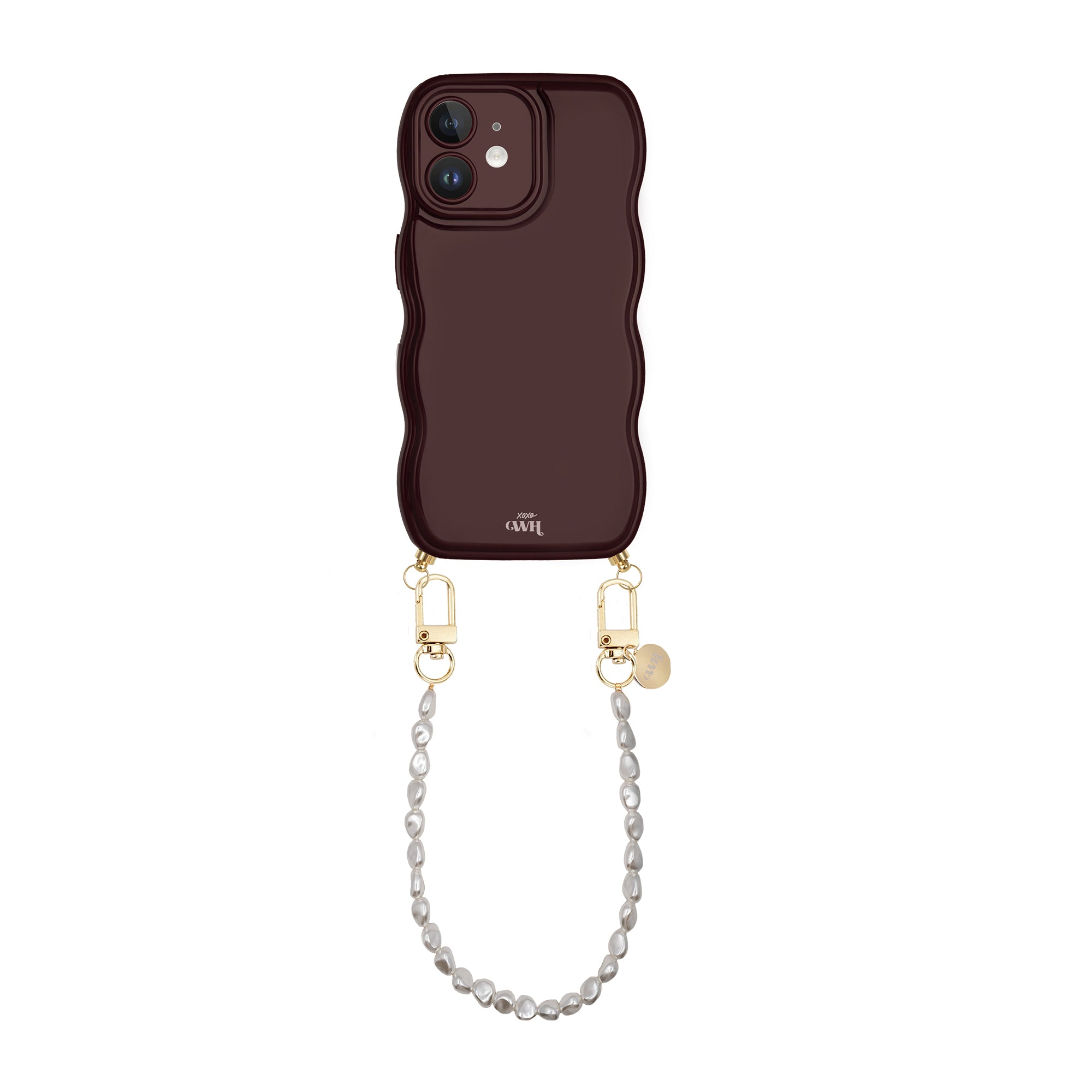 xoxo Wildhearts Glossy Wavy Cord Case Burgundy - Pearlfection (short) - iPhone 12