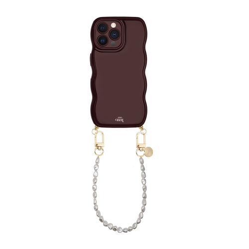 xoxo Wildhearts Glossy Wavy Cord Case Burgundy - Pearlfection (short) - iPhone 12 Pro Max