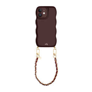 xoxo Wildhearts Glossy Wavy Cord Case Burgundy - Classic Chain Burgundy (short) - iPhone 11