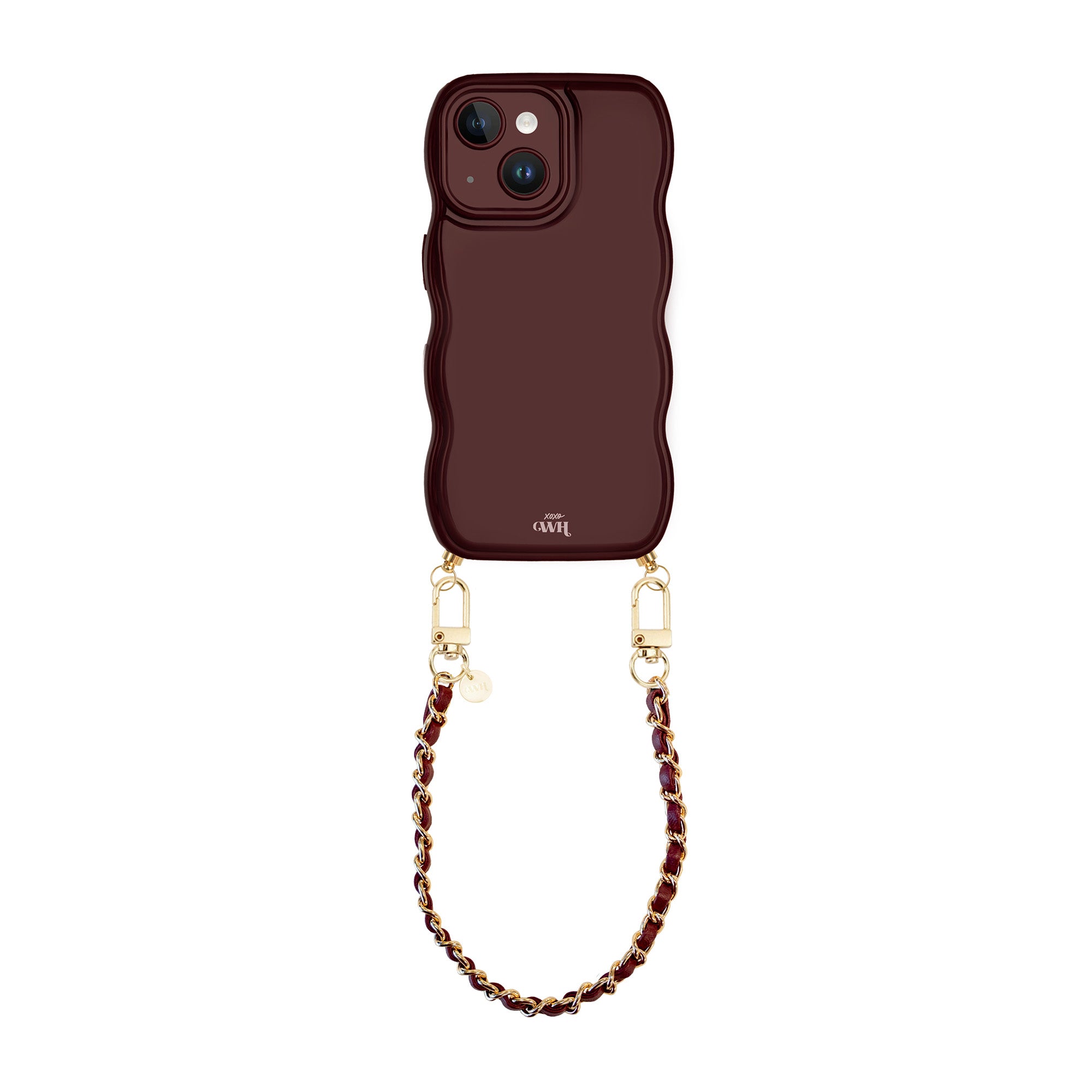 xoxo Wildhearts Glossy Wavy Cord Case Burgundy - Classic Chain Burgundy (short) - iPhone 13