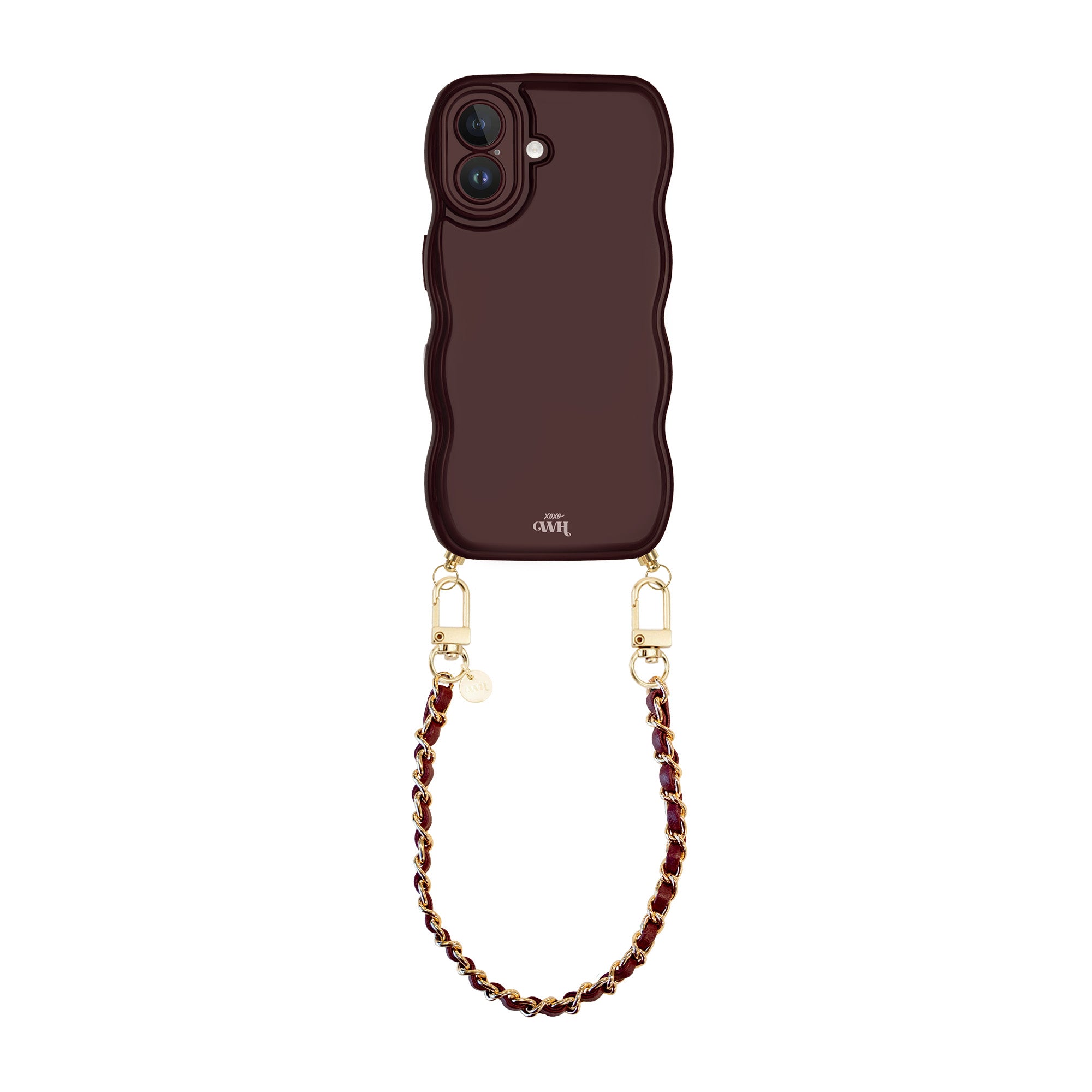 xoxo Wildhearts Glossy Wavy Cord Case Burgundy - Classic Chain Burgundy (short) - iPhone 16