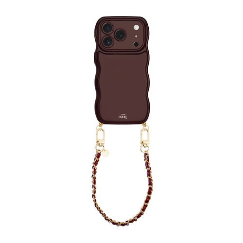 xoxo Wildhearts Glossy Wavy Cord Case Burgundy - Classic Chain Burgundy (short) - iPhone 17 Pro