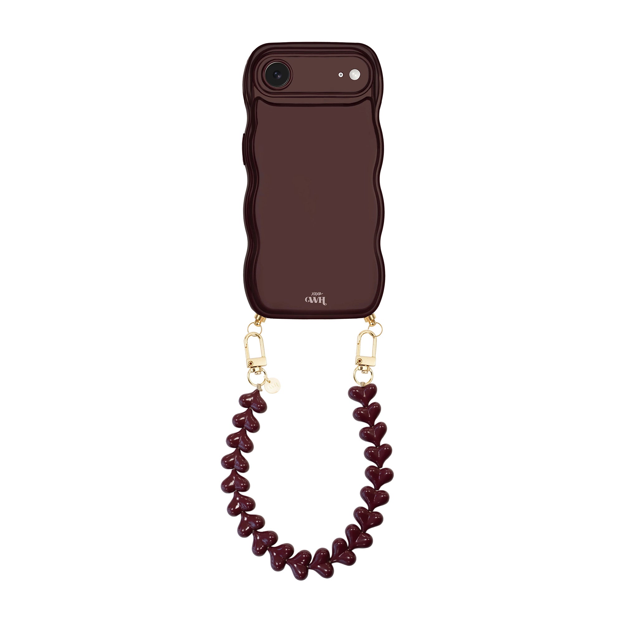 xoxo Wildhearts Glossy Wavy Cord Case Burgundy - Funky Hearts (Burgundy) - iPhone 17 Air