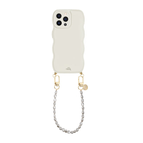 xoxo Wildhearts Glossy Wavy Cord Case Beige - Pearlfection (short) - iPhone 12 Pro Max