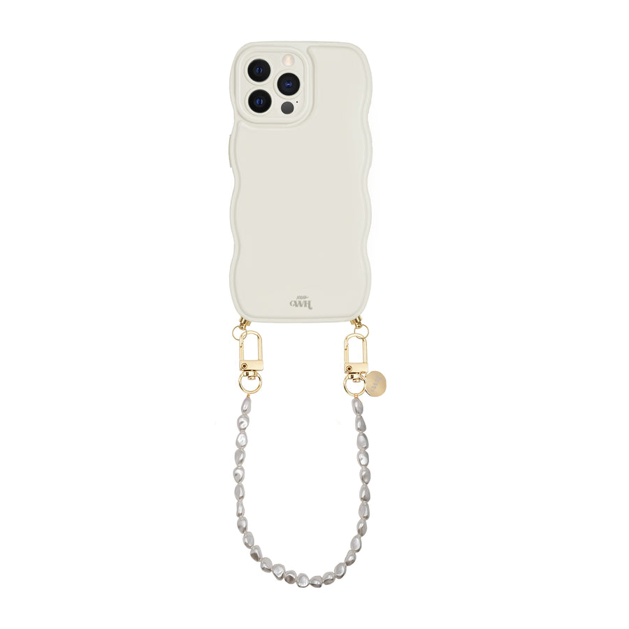 xoxo Wildhearts Glossy Wavy Cord Case Beige - Pearlfection (short) - iPhone 12 Pro Max