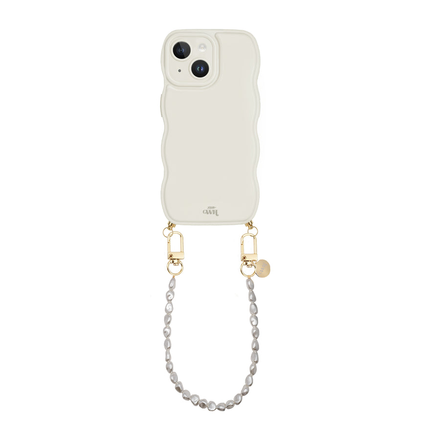 xoxo Wildhearts Glossy Wavy Cord Case Beige - Pearlfection (short) - iPhone 15