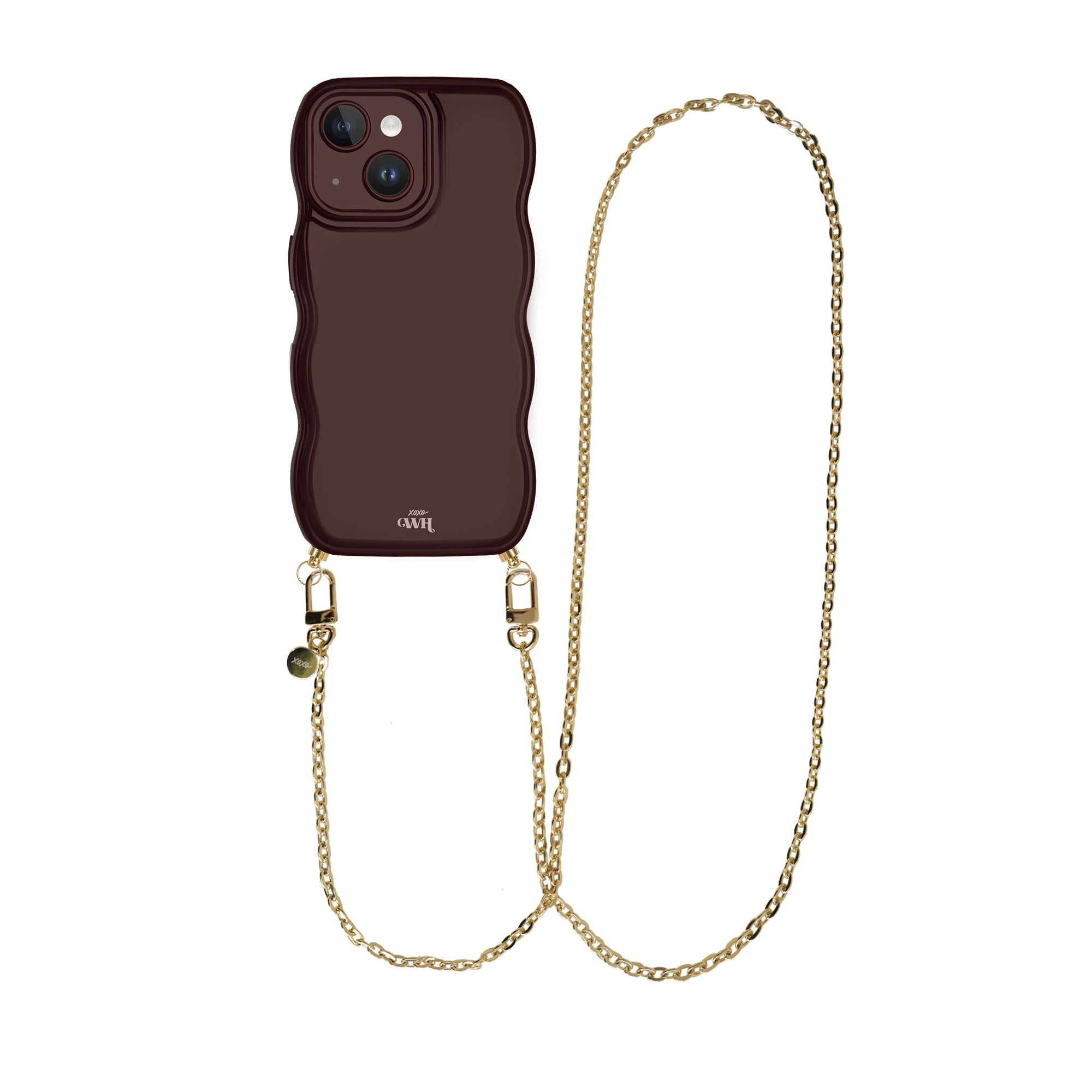 xoxo Wildhearts Glossy Wavy Cord Case Burgundy - Dreamy (long) - iPhone 15 Plus