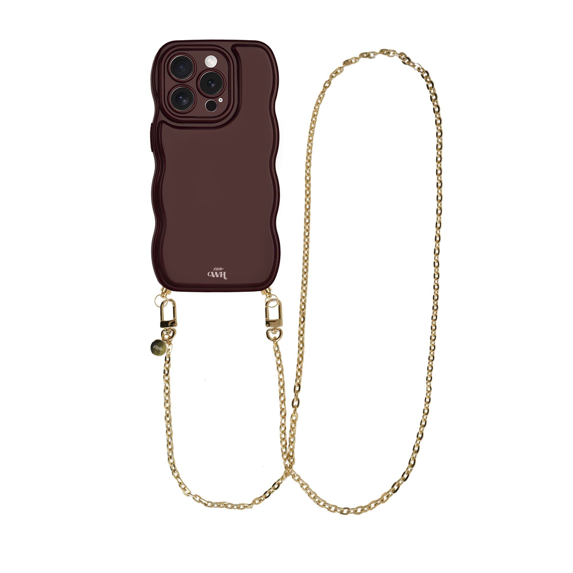 xoxo Wildhearts Glossy Wavy Cord Case Burgundy - Dreamy (long) - iPhone 16 Pro Max
