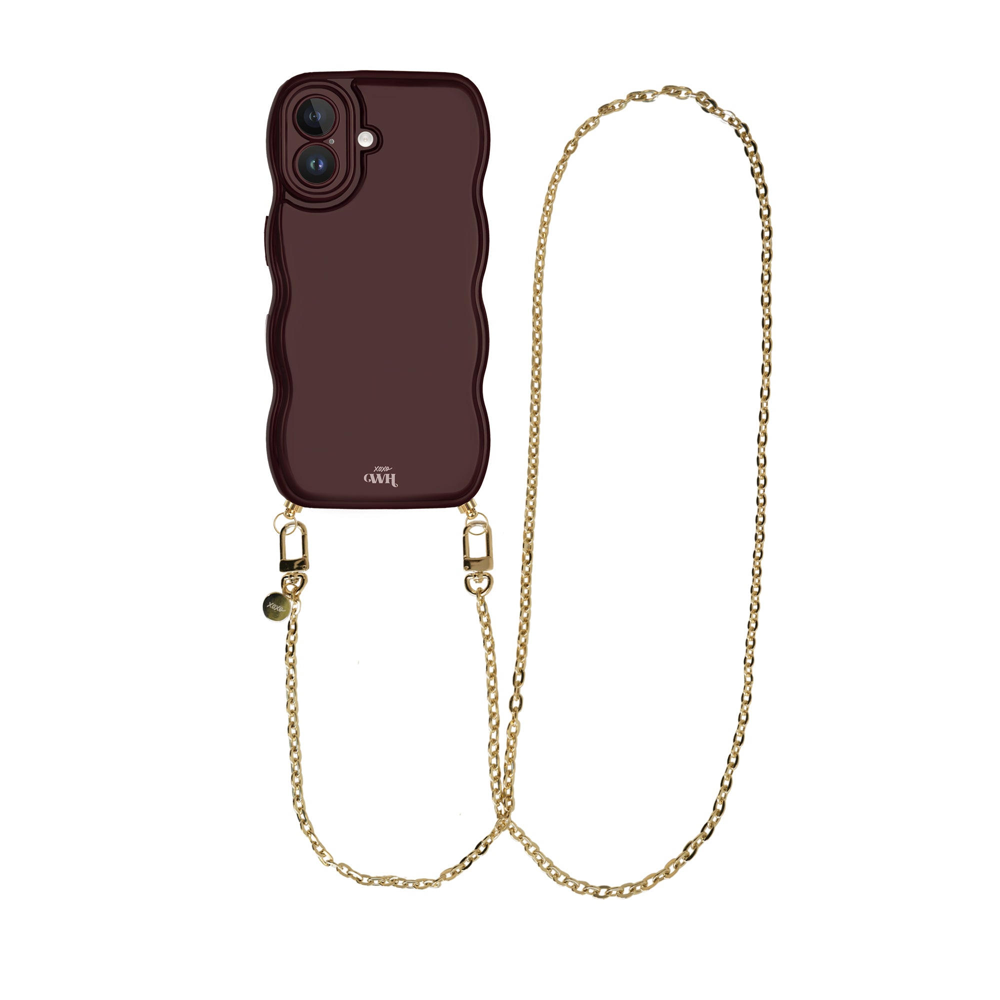 xoxo Wildhearts Glossy Wavy Cord Case Burgundy - Dreamy (long) - iPhone 16 Plus