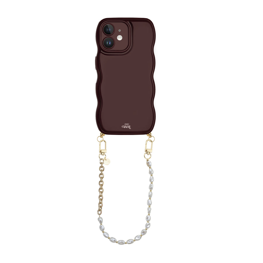xoxo Wildhearts Glossy Wavy Cord Case Burgundy - Over The Moon (short) - iPhone 12