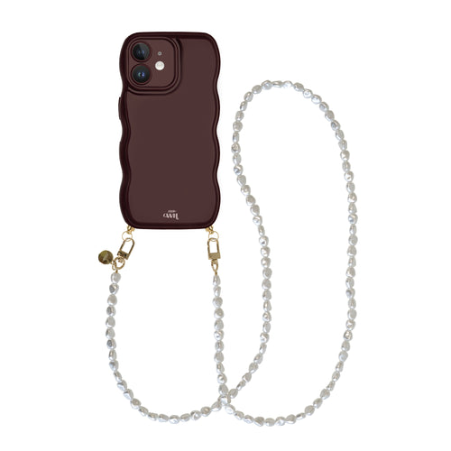 xoxo Wildhearts Glossy Wavy Cord Case Burgundy - Pearlfection (long) - iPhone 12