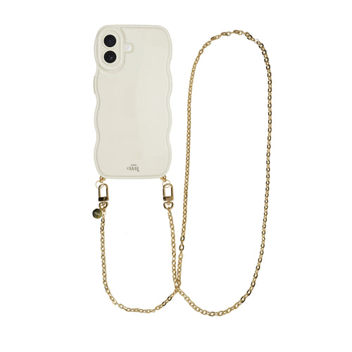xoxo Wildhearts Glossy Wavy Cord Case Beige - Dreamy (long) - iPhone 16 Plus