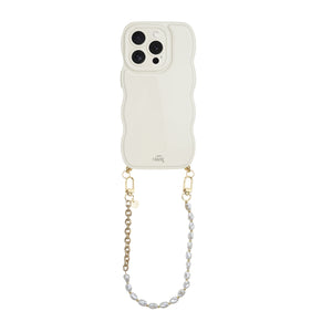xoxo Wildhearts Glossy Wavy Cord Case Beige - Over The Moon (short) - iPhone 15 Pro Max