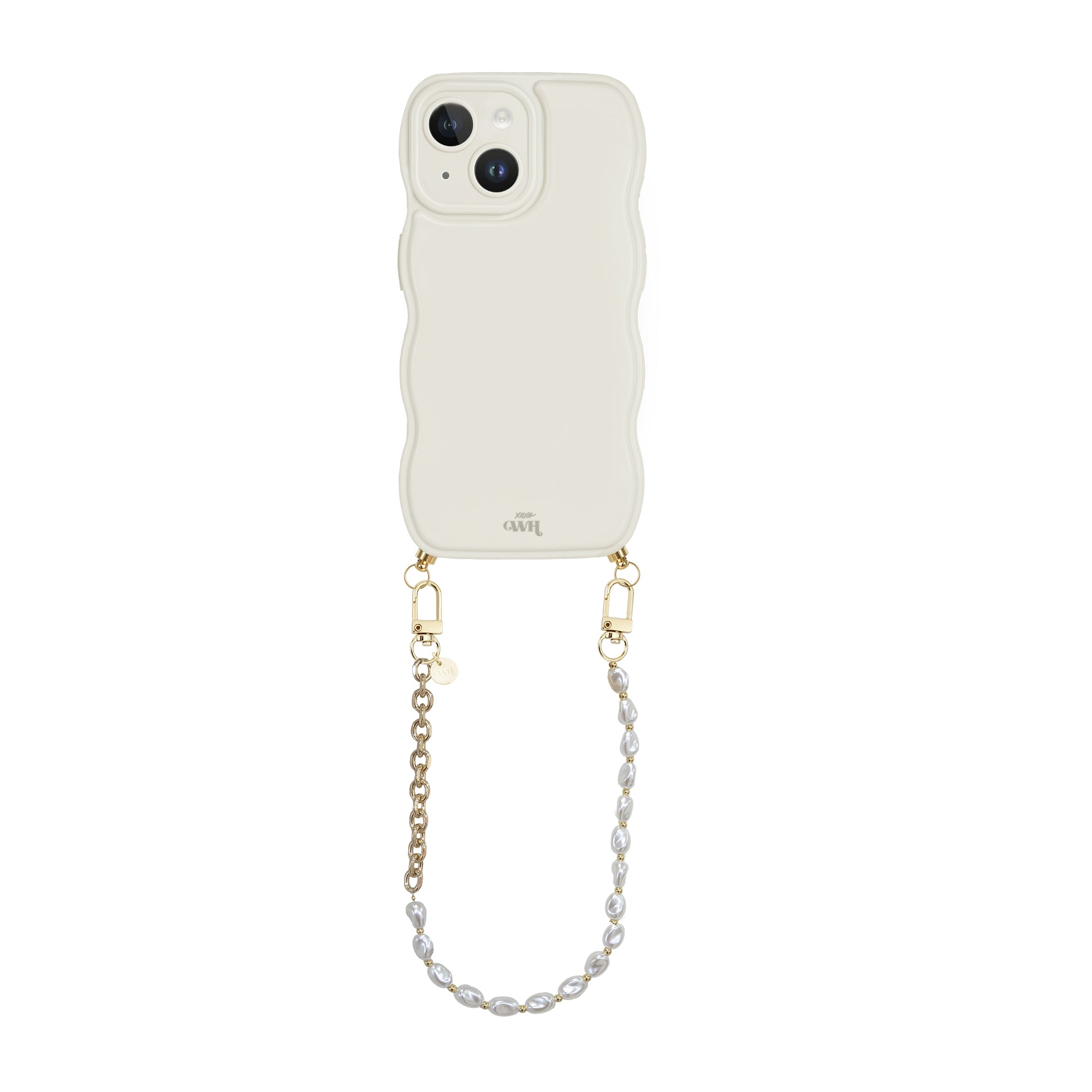 xoxo Wildhearts Glossy Wavy Cord Case Beige - Over The Moon (short) - iPhone 15 Plus
