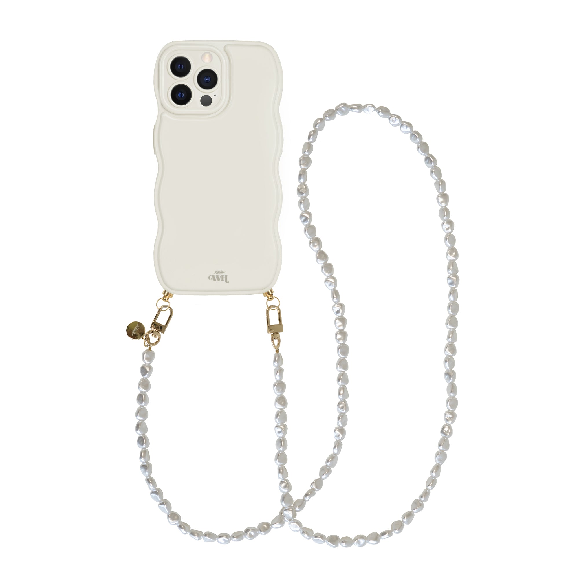 xoxo Wildhearts Glossy Wavy Cord Case Beige - Pearlfection (long) - iPhone 12 Pro Max