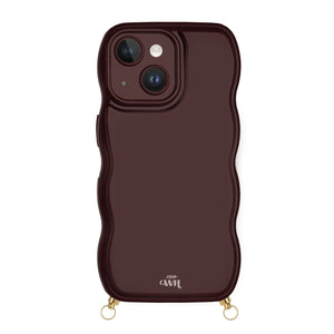 xoxo Wildhearts Glossy Wavy Cord Case Burgundy - iPhone 15 Plus