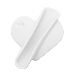 Witte hartvormige siliconen lipgloss houder met zuignappen en xoxo GWH logo.