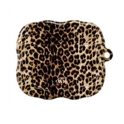 Wild Soul AirPods hoesje met glimmende panterprint en golvende vormen.