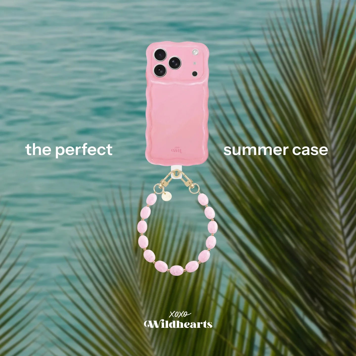 Glossy Wavy Case Bubble Blush - Ocean Cord (short) - iPhone 16 Plus