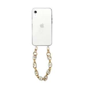 xoxo Wildhearts - iPhone XR - Marble Creme Transparant Cord Case - Short Cord