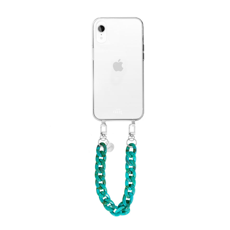iPhone XR - Blue Ocean Transparant Cord Case - Short Cord