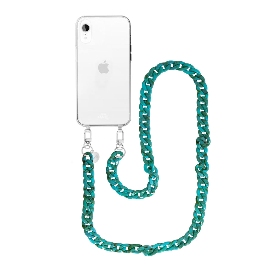 xoxo Wildhearts - iPhone XR - Blue Ocean Transparant Cord Case - Long Cord