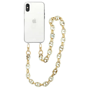 xoxo Wildhearts - iPhone XS Max - Marble Creme Transparant Cord Case - Long Cord