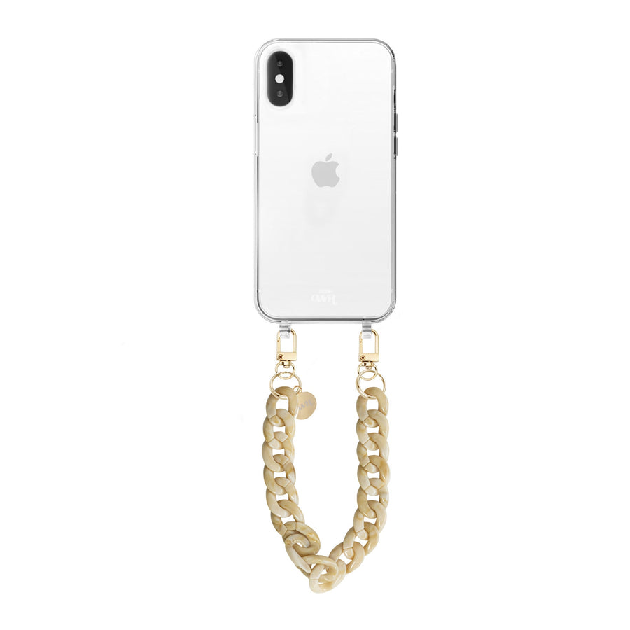 xoxo Wildhearts - iPhone X/XS - Cream Latte Transparant Cord Case - Short Cord