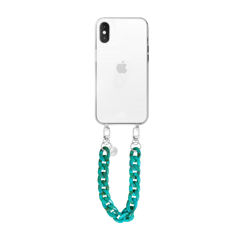 iPhone XS Max - Blue Ocean Transparant Cord Case - Short Cord
