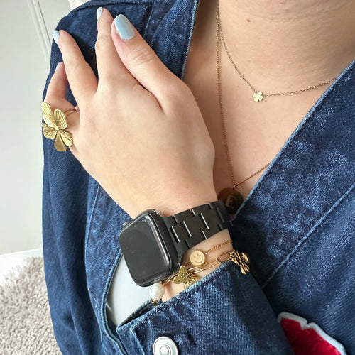 xoxo Wildhearts Apple Watch fijn stalen bandje (zwart) - 38/40/41/42mm