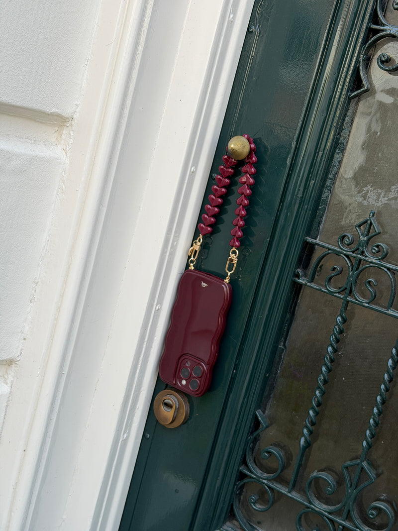 Burgundy Funky Hearts Cord Case