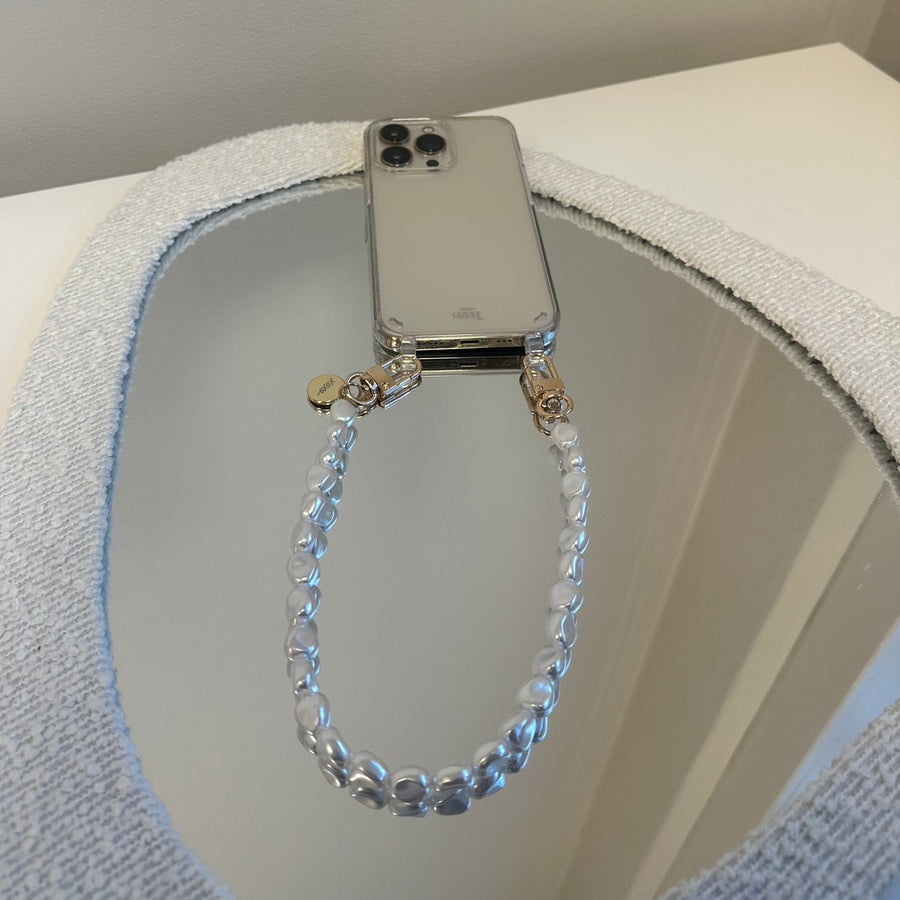 xoxo Wildhearts - iPhone 12 - Pearlfection Transparant Cord Case - Short cord