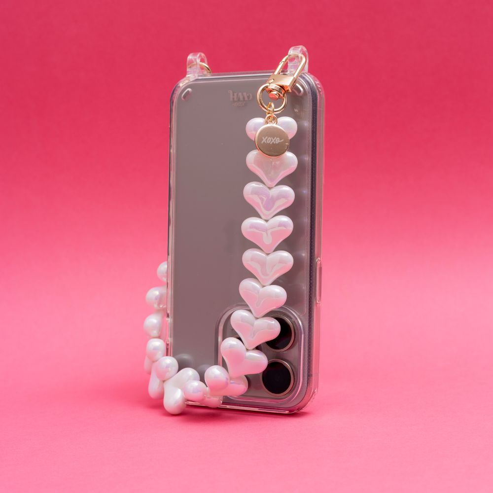 xoxo Wildhearts iPhone 17 Air - Funky Hearts (White Metal) Transparant Cord Case
